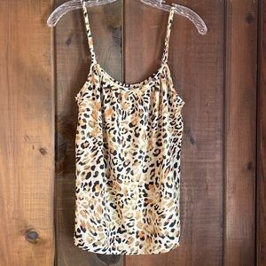 CAbi Animal Print Leopard Silky Cami Tank Top Tan Black Gold Size SMALL